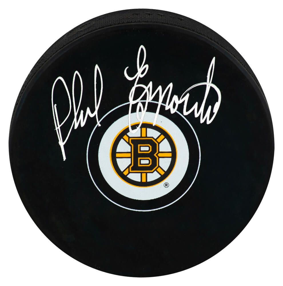 Phil Esposito Signed Boston Bruins Team Logo Hockey Puck