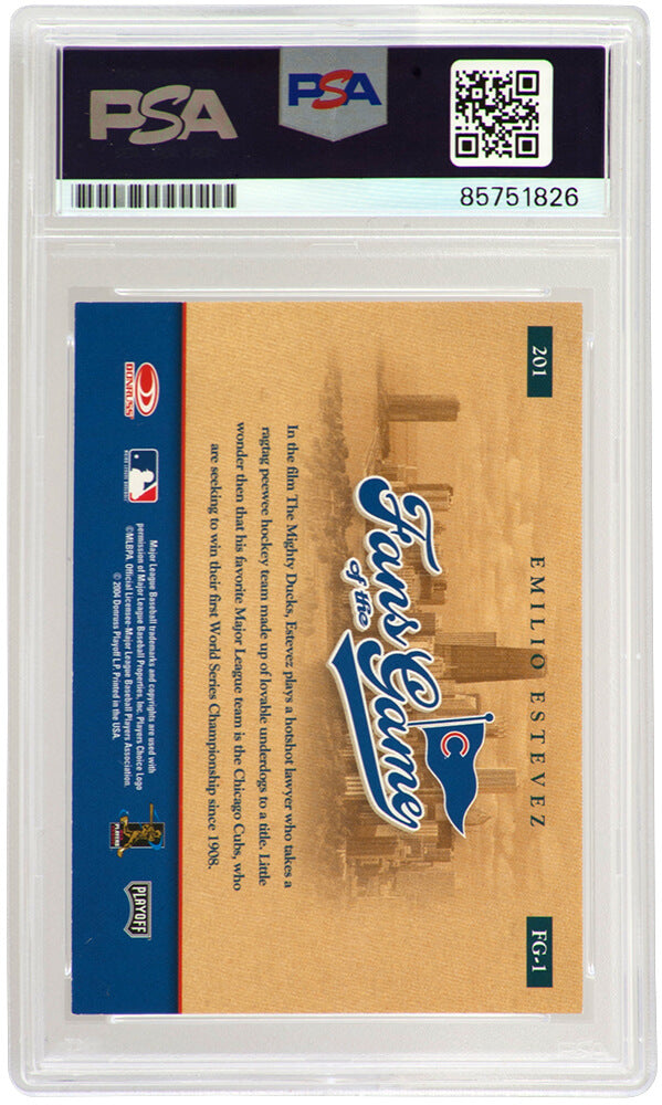Emilio Estevez Signed 2004 Donruss Threads Fans of the Game Trading Card #201 - (PSA Encapsulated)