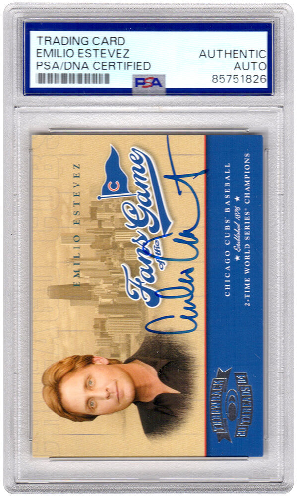Emilio Estevez Signed 2004 Donruss Threads Fans of the Game Trading Card #201 - (PSA Encapsulated)