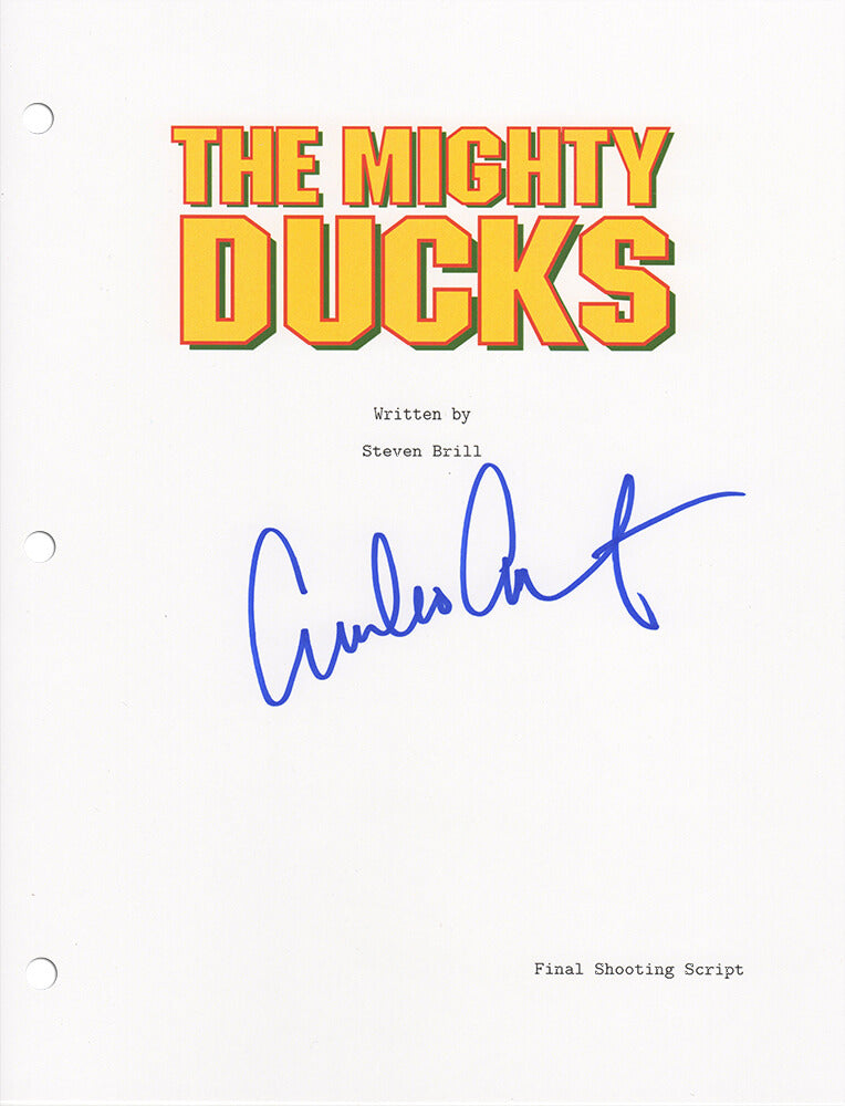 Emilio Estevez Signed Mighty Ducks Movie Script Cover Page