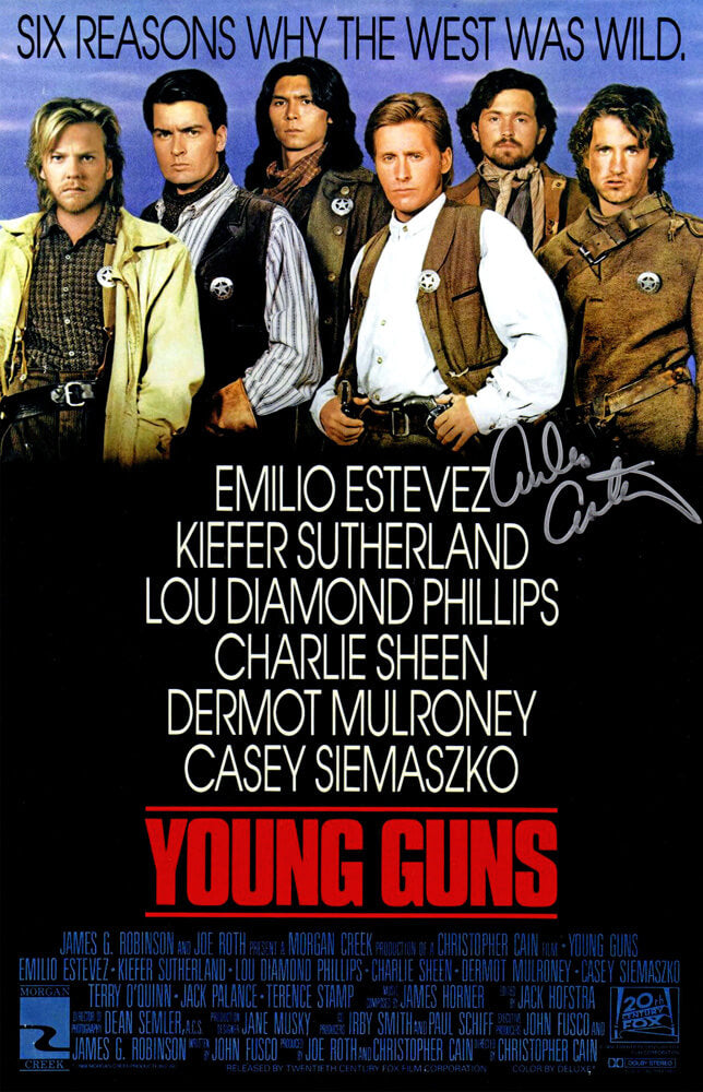 Emilio Estevez Signed Young Guns 11x17 Movie Poster