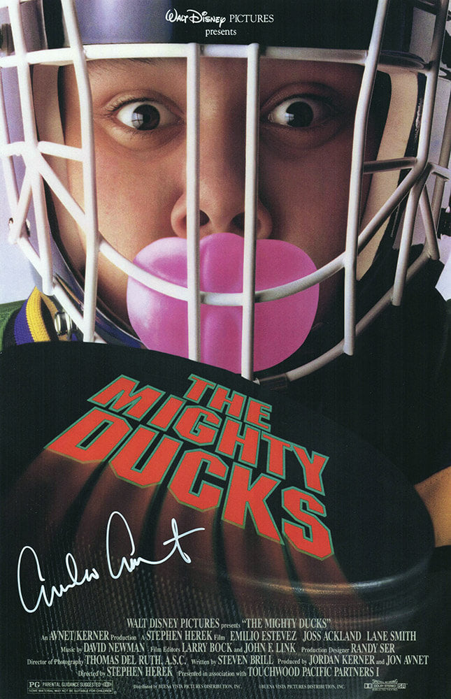 Emilio Estevez Signed The Mighty Ducks (Goldberg) 11x17 Movie Poster