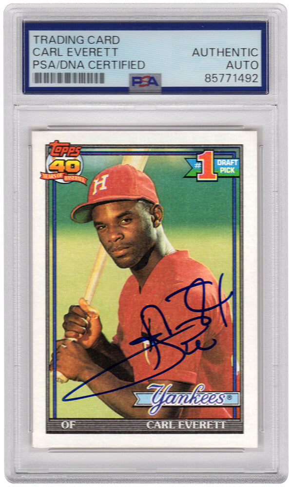 Carl Everett Signed Yankees 1991 Topps Rookie Baseball Trading Card #113 - (PSA Encapsulated)