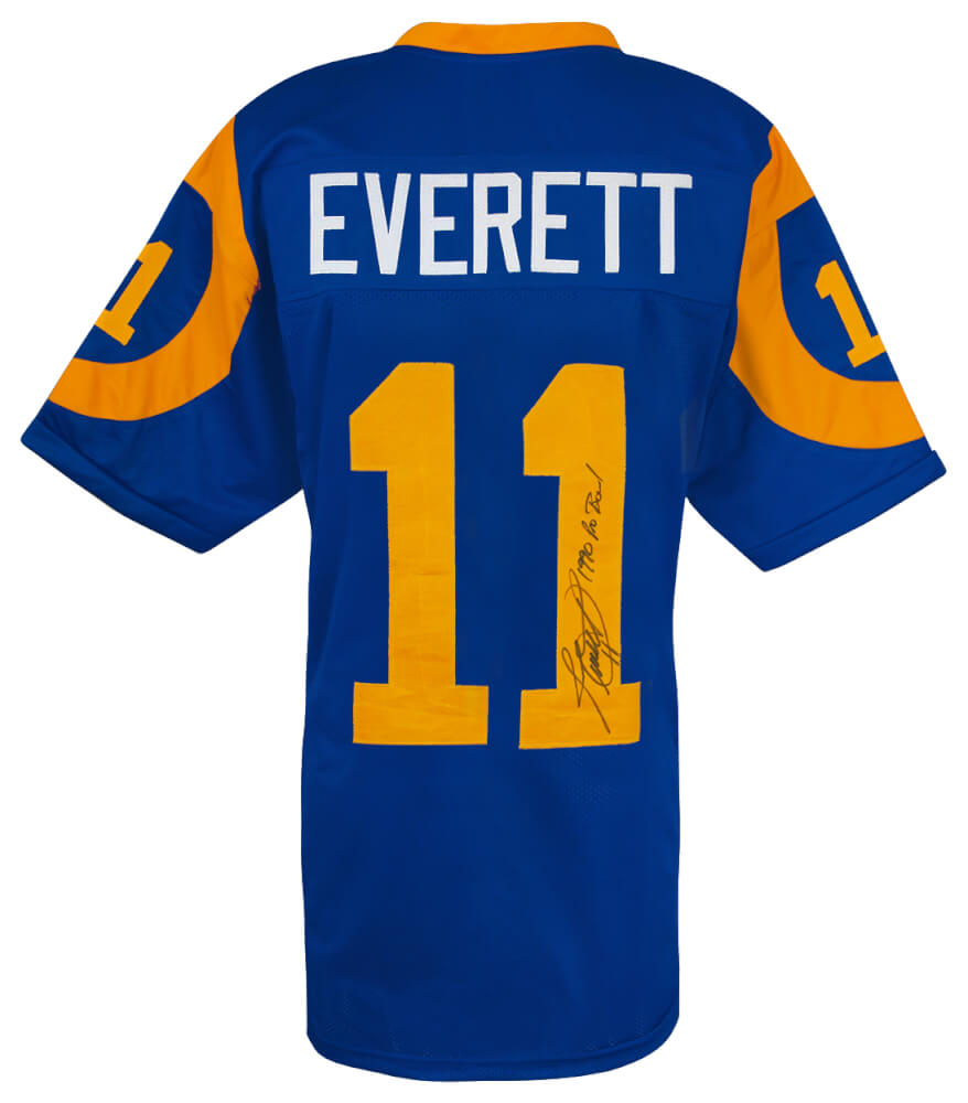 Jim Everett Signed Blue Throwback Custom Football Jersey w/1990 Pro Bowl