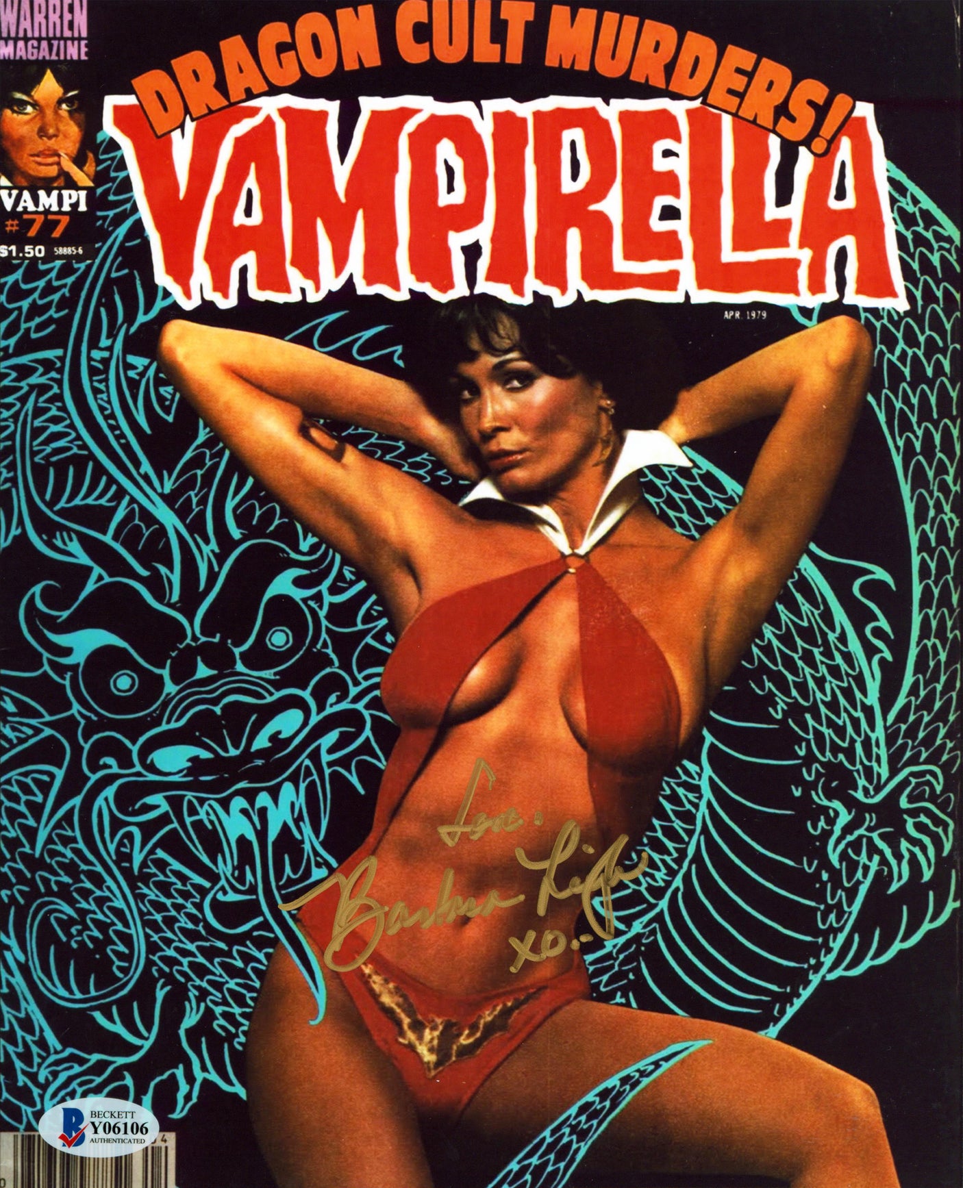 Barbara Leigh Vampirella "Love XO" Authentic Signed 8x10 Sexy Photo BAS #Y06106