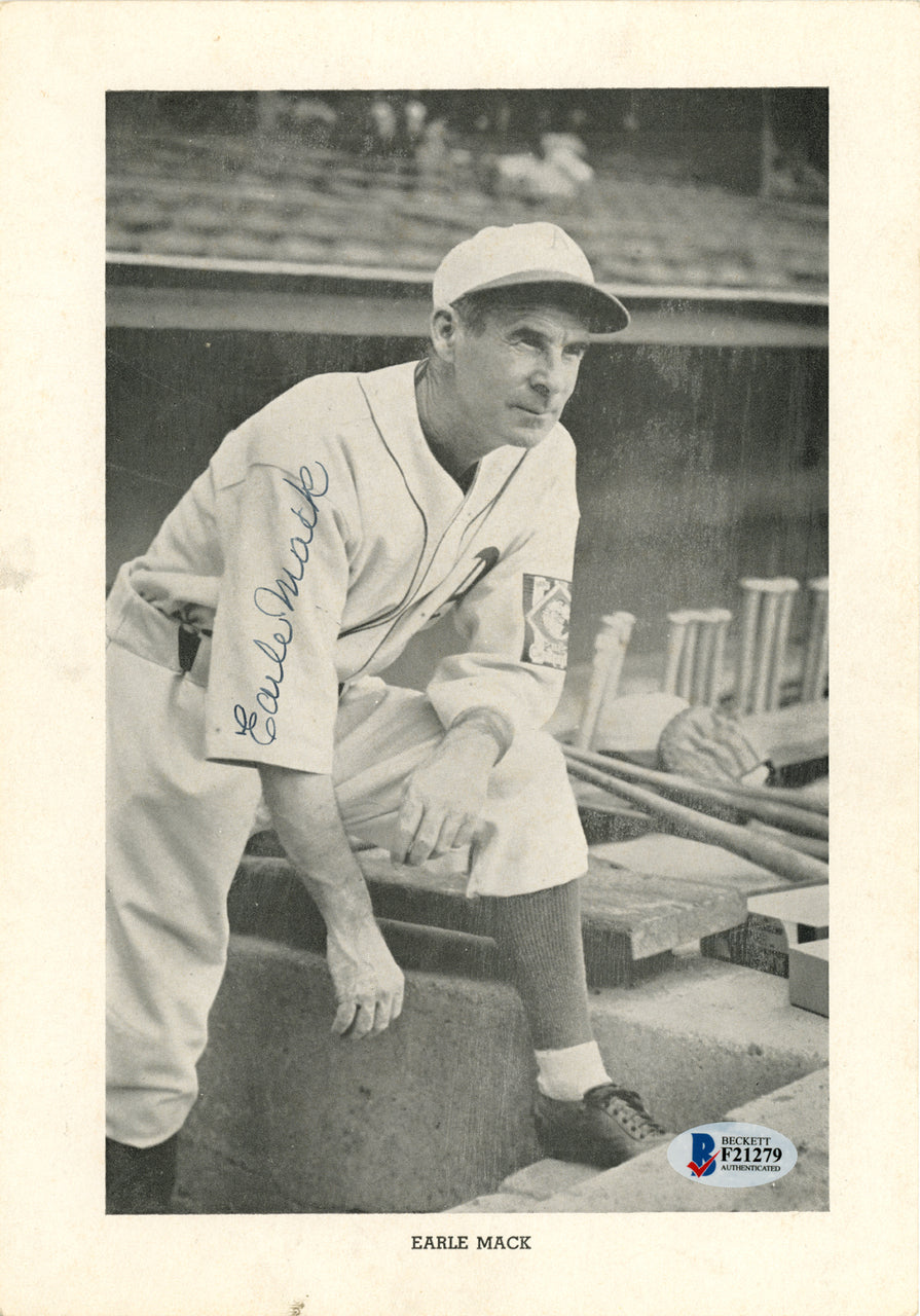 Earle Mack Autographed 7x10 Photo Philadelphia A's Beckett BAS #F21279