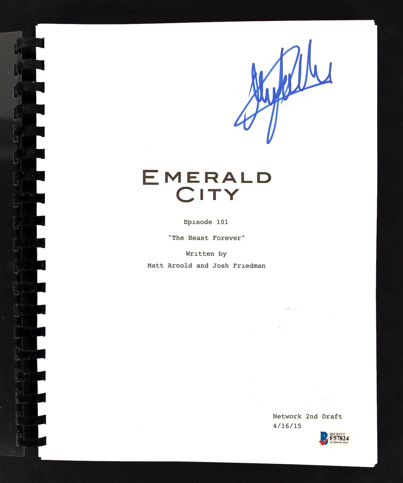 Oliver Jackson-Cohen Signed Emerald City Episode 101 Tv Script BAS #F57824