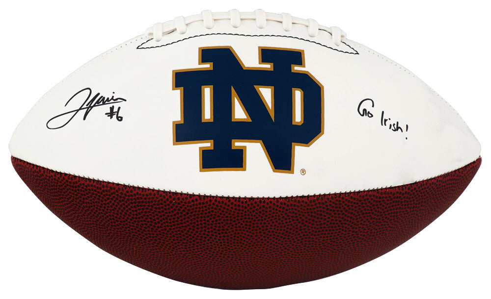 Jordan Faison Signed Notre Dame Fighting Irish Logo Brand White Logo Football w/Go Irish