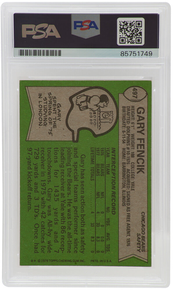 Gary Fencik Signed Chicago Bears 1978 Topps Rookie Football Card #497 - (PSA Encapsulated)