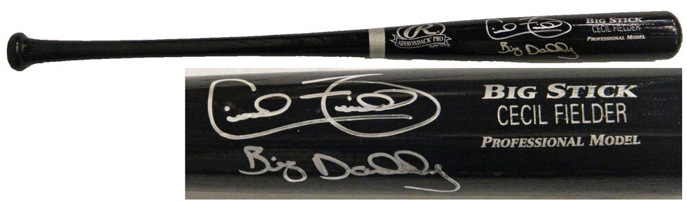 Cecil Fielder Signed Black Name Engraved Big Stick Bat w/Big Daddy