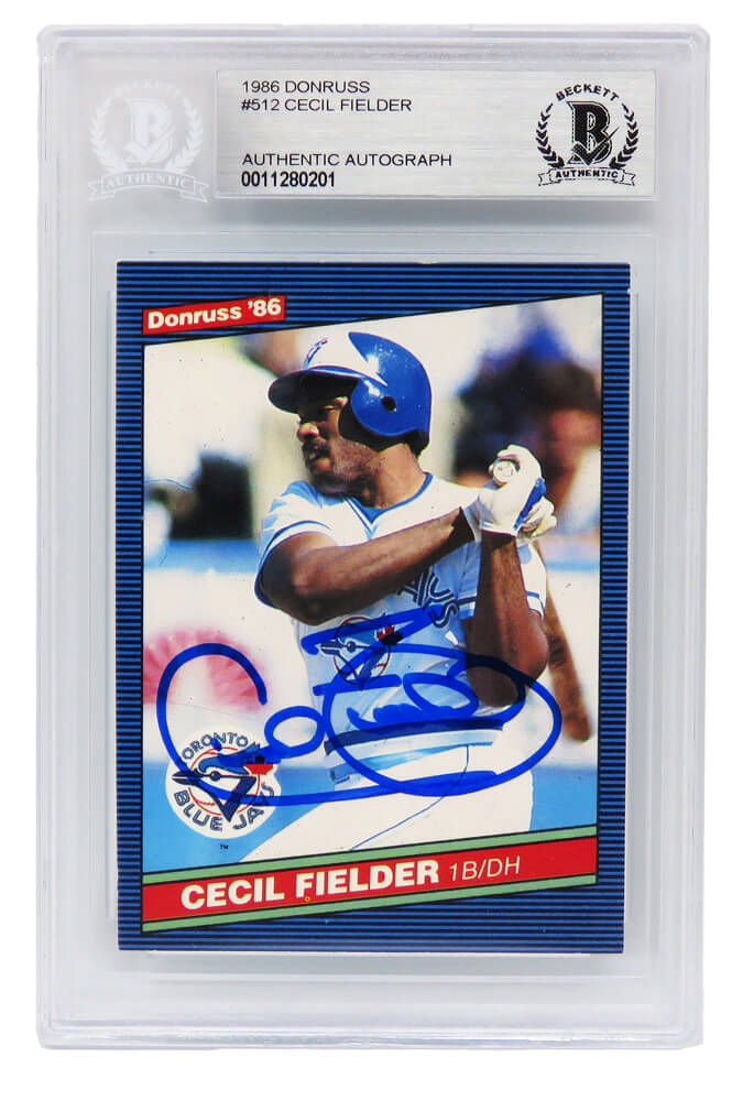 Cecil Fielder Signed Toronto Blue Jays 1986 Donruss Baseball Rookie Card #512 - (Beckett Encapsulated)