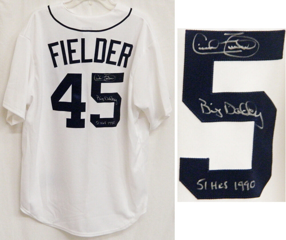 Cecil Fielder Signed Detroit Tigers Majestic Home Jersey w/Big Daddy & 51 HRs 1990