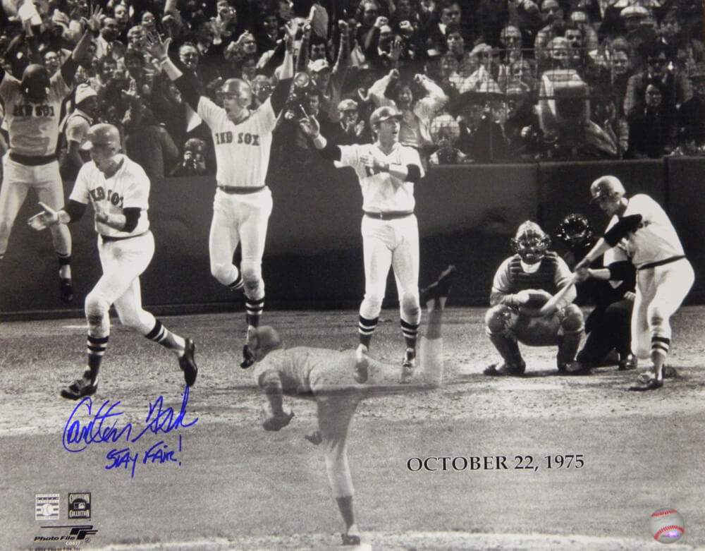 Carlton Fisk Signed Red Sox 1975 WS Game 6 HR Multi-Exposure 16x20 Photo w/Stay Fair!