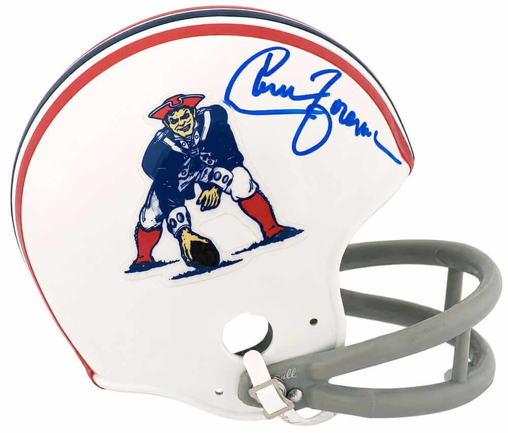 Chuck Foreman Signed New England Patriots Throwback 2-Bar Riddell (VSR4) Mini Helmet