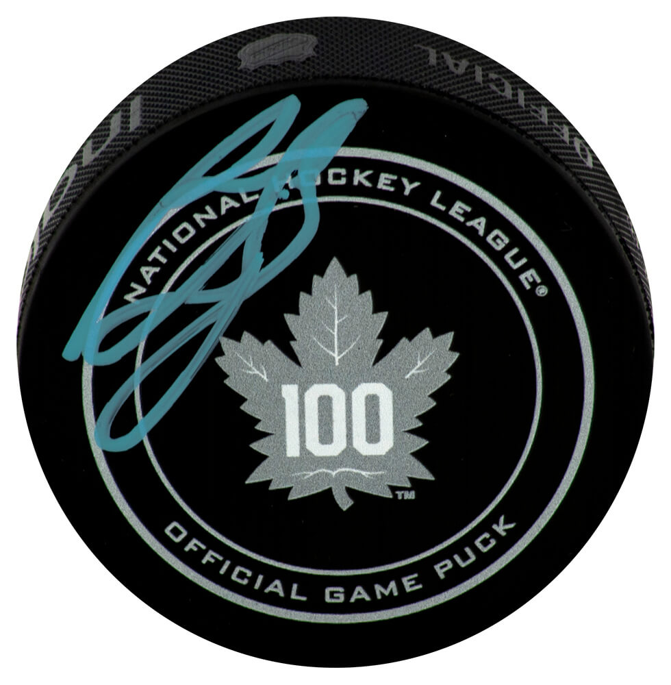Ron Francis Signed Toronto Maple Leafs 100th Logo Official Game Hockey Puck