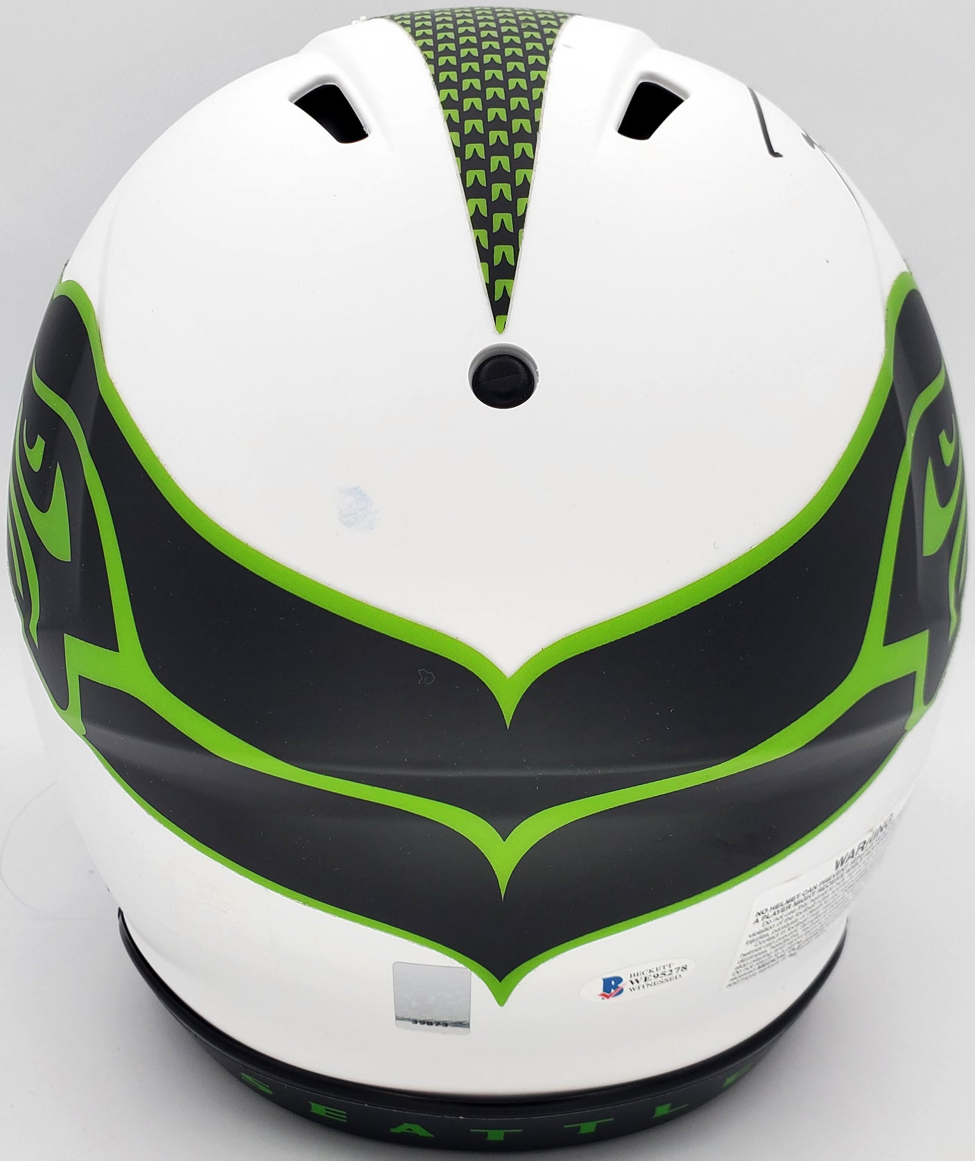 Russell Wilson Autographed Seattle Seahawks White Lunar Eclipse Full Size Authentic Speed Helmet RW Holo & Beckett BAS Stock #194030