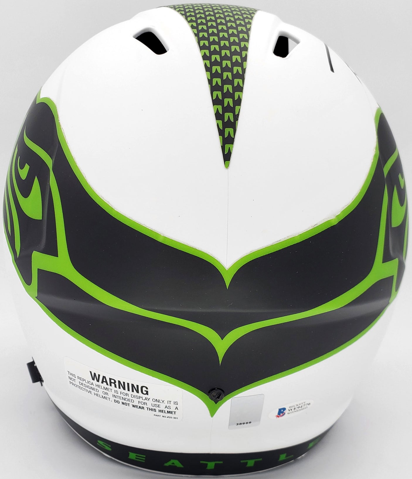 Russell Wilson Autographed Seattle Seahawks White Lunar Eclipse Full Size Speed Replica Helmet RW Holo & Beckett BAS Stock #194002