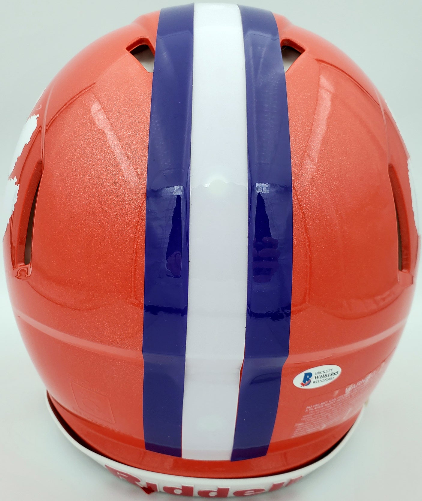 Travis Etienne Autographed Clemson Tigers Orange Full Size Authentic Speed Helmet "2018 Natl Champs!" Beckett BAS Stock #193991
