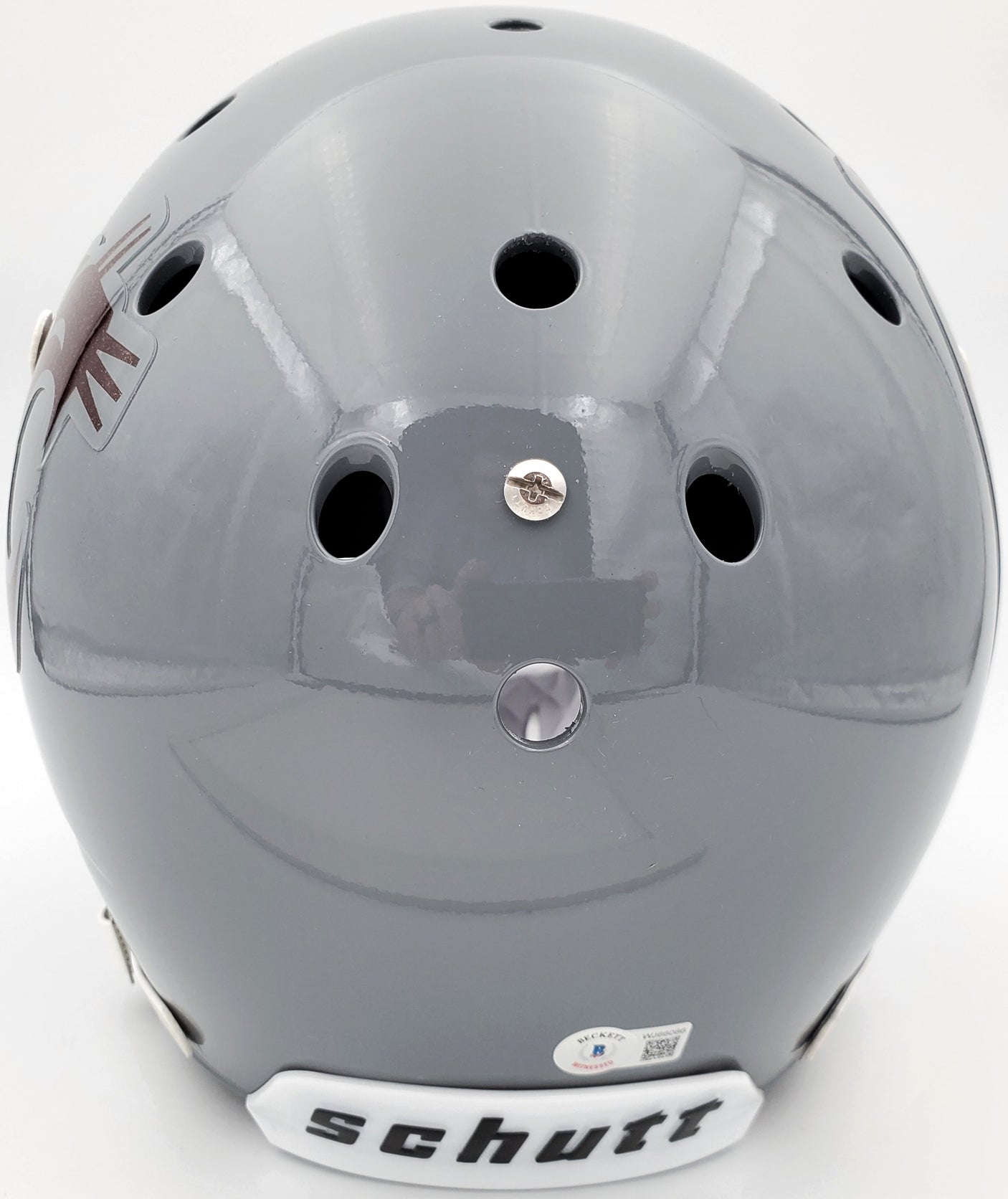 Ryan Leaf Autographed Washington State Cougars Gray Schutt Full Size Replica Helmet Beckett BAS QR Stock #193975