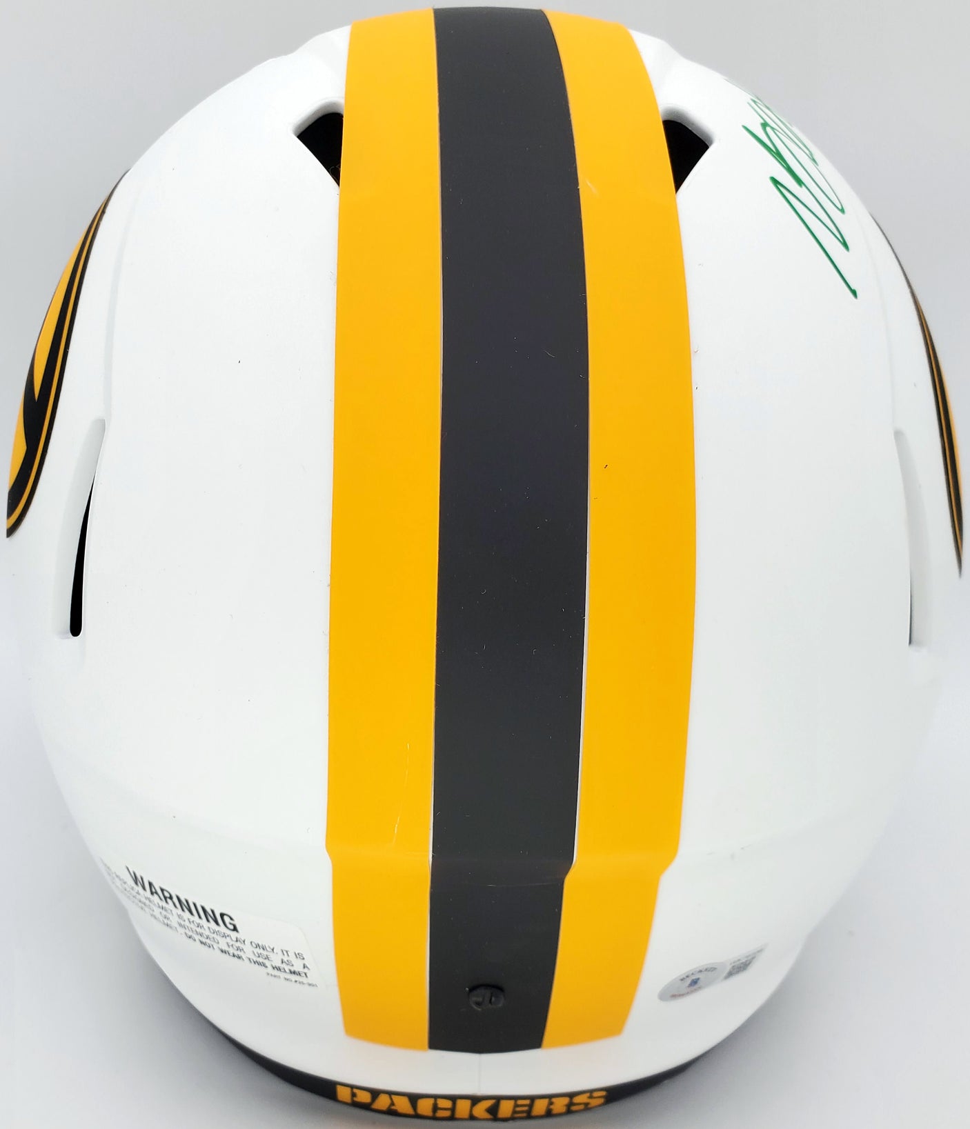 Davante Adams Autographed Green Bay Packers Lunar Eclipse White Full Size Replica Speed Helmet Beckett BAS QR Stock #193769