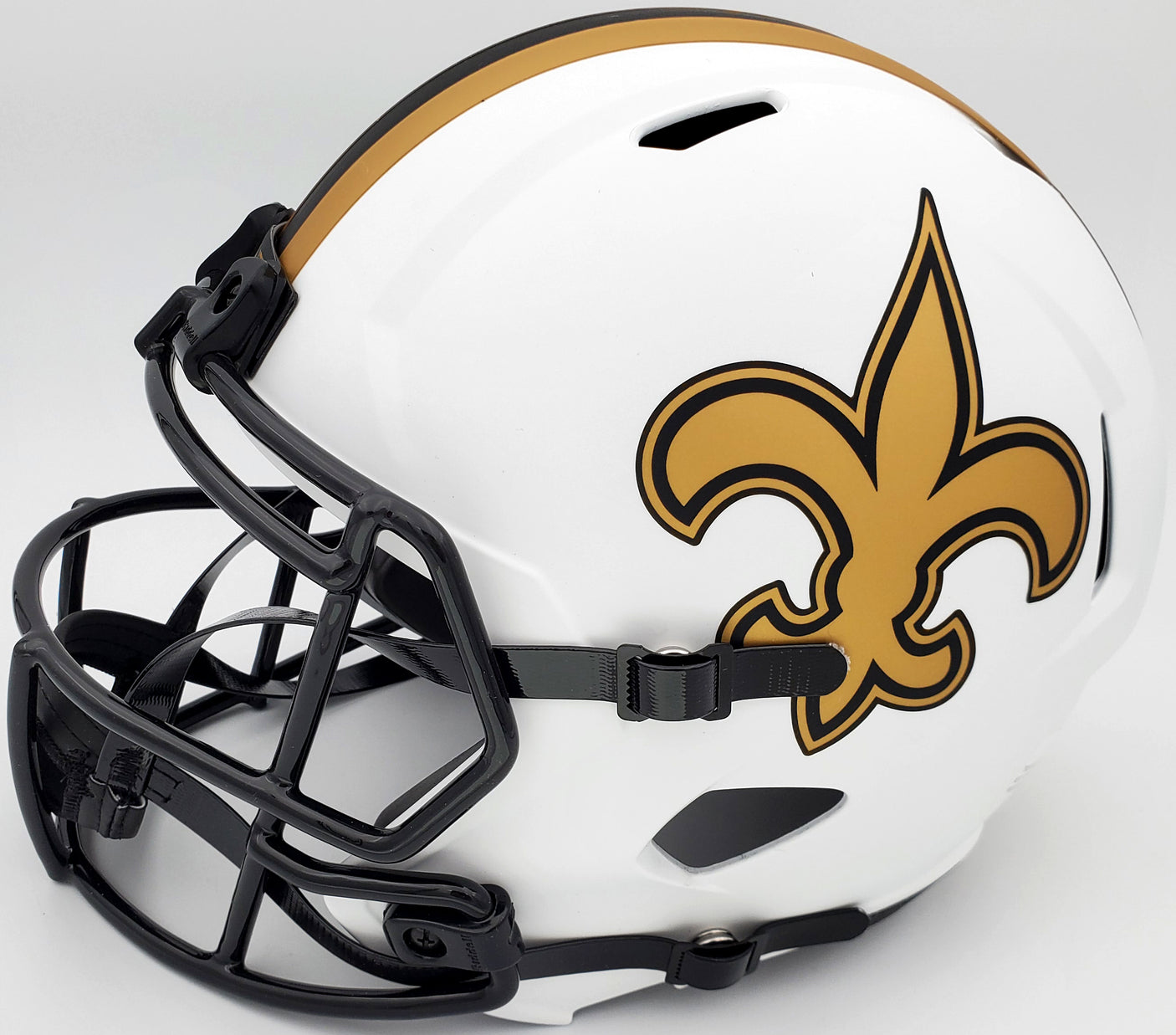 Drew Brees Autographed New Orleans Saints Lunar Eclipse White Full Size Replica Speed Helmet "80,358 Passing Yds" Beckett BAS Stock #193499