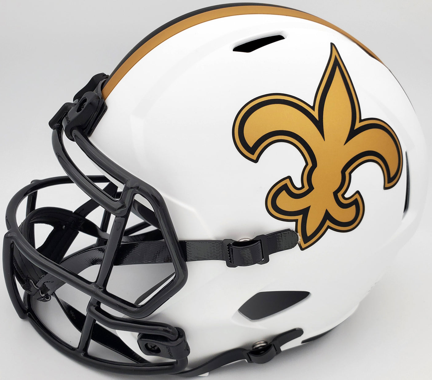 Drew Brees Autographed New Orleans Saints Lunar Eclipse White Full Size Replica Speed Helmet Beckett BAS Stock #193498
