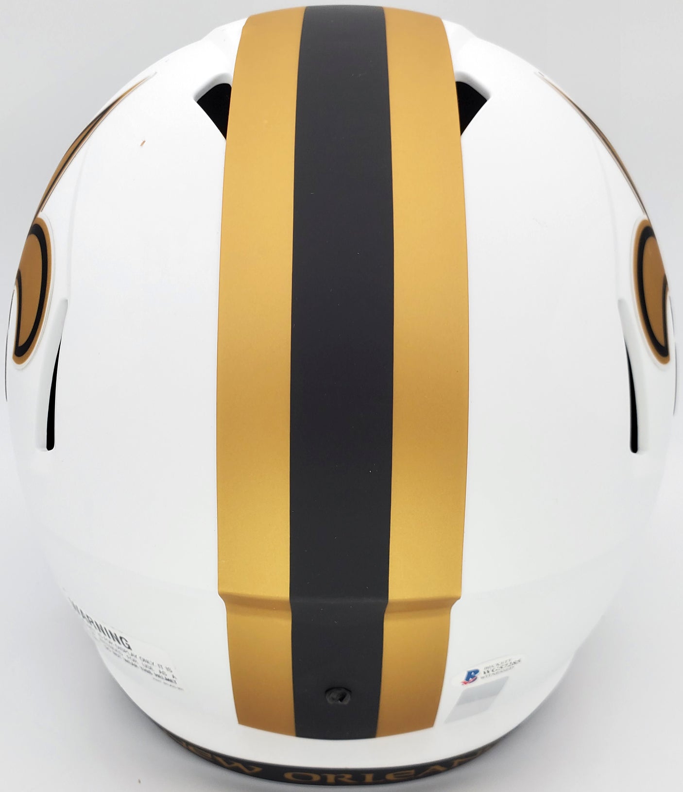 Drew Brees Autographed New Orleans Saints Lunar Eclipse White Full Size Replica Speed Helmet "571 Passing TD's" Beckett BAS Stock #193497