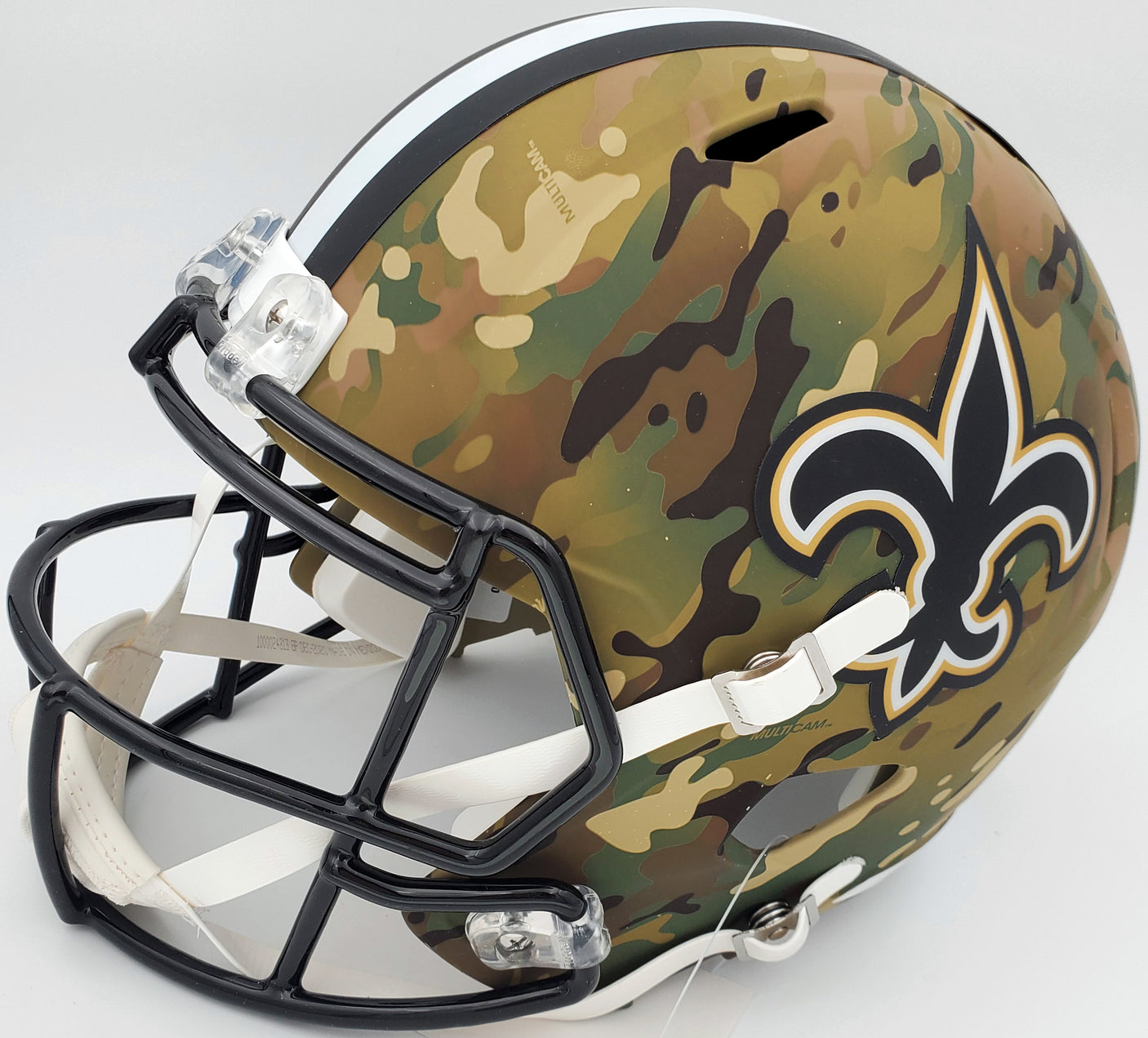 Drew Brees Autographed New Orleans Saints Camo Full Size Replica Speed Helmet "SB XLIV MVP" Beckett BAS Stock #191124