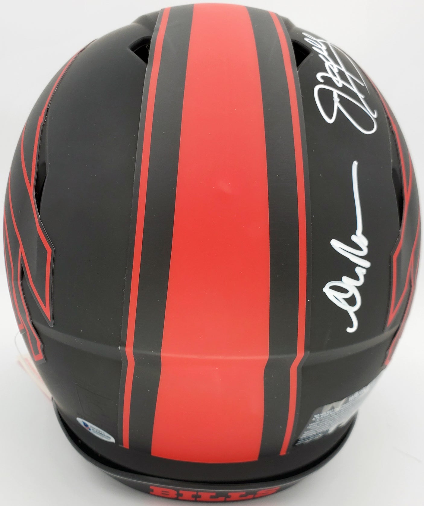 Buffalo Bills Team Greats Autographed Eclipse Black Authentic Speed Full Size Helmet With 3 Signatures Including Jim Kelly, Thurman Thomas & Andre Reed Beckett BAS Stock #185863