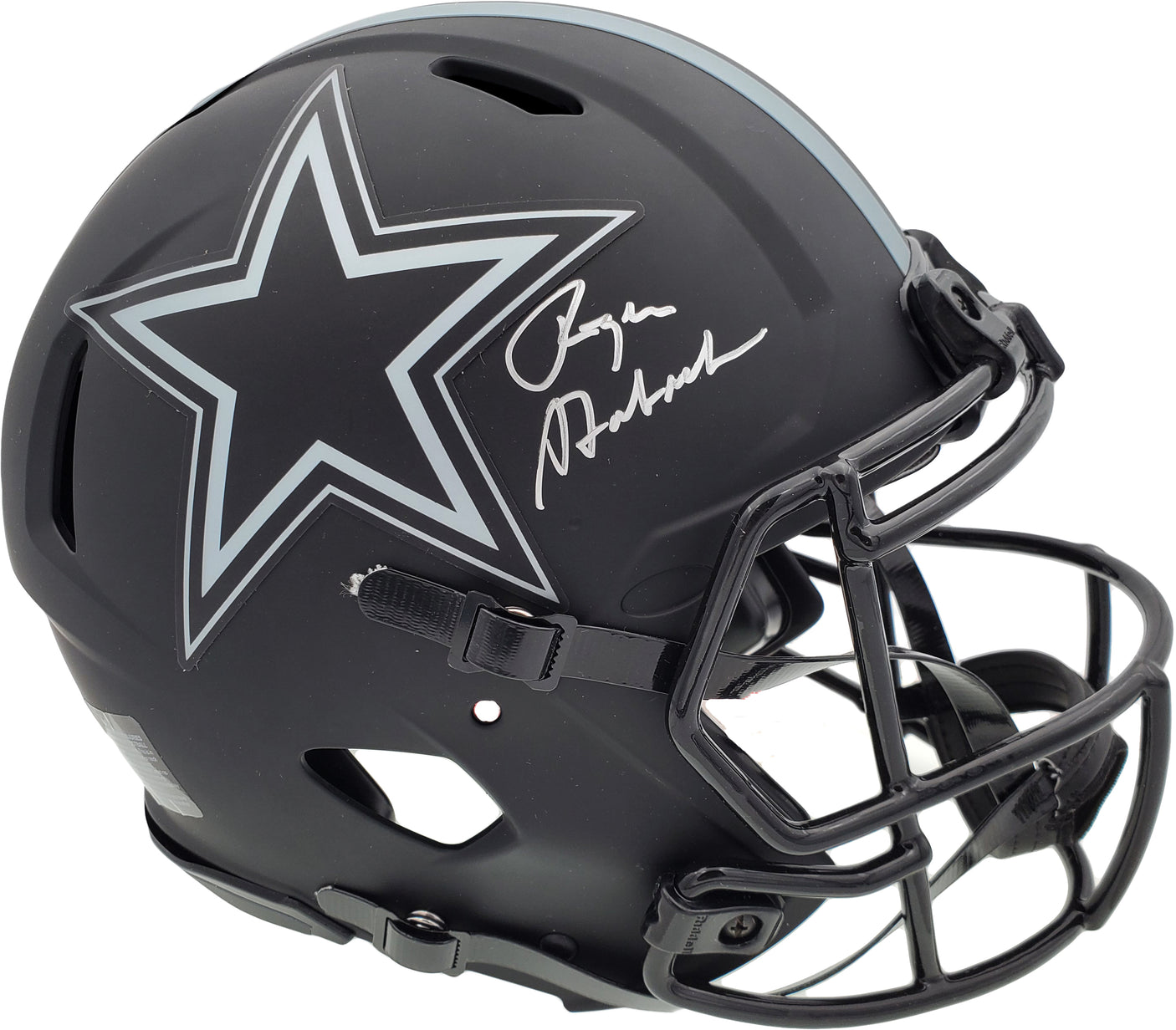 Roger Staubach Autographed Eclipse Black Dallas Cowboys Full Size Authentic Speed Helmet Beckett BAS Stock #185834