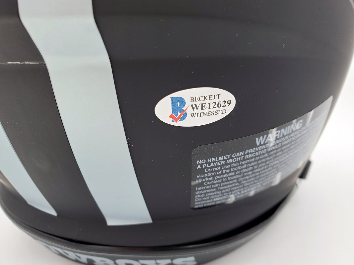 Roger Staubach Autographed Eclipse Black Dallas Cowboys Full Size Authentic Speed Helmet Beckett BAS Stock #185834