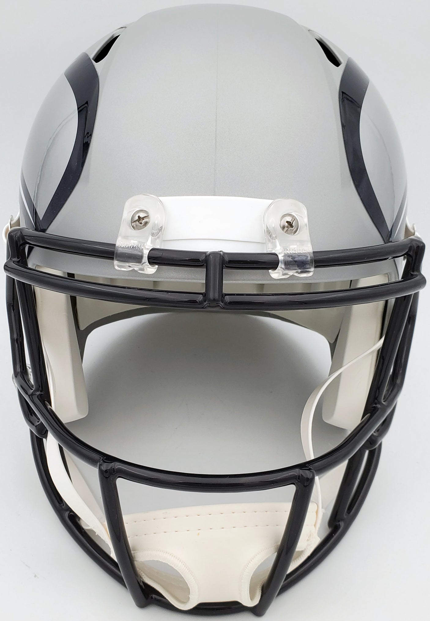 Russell Wilson Autographed Seattle Seahawks Gray AMP Full Size Speed Replica Helmet In Blue RW Holo Stock #159113