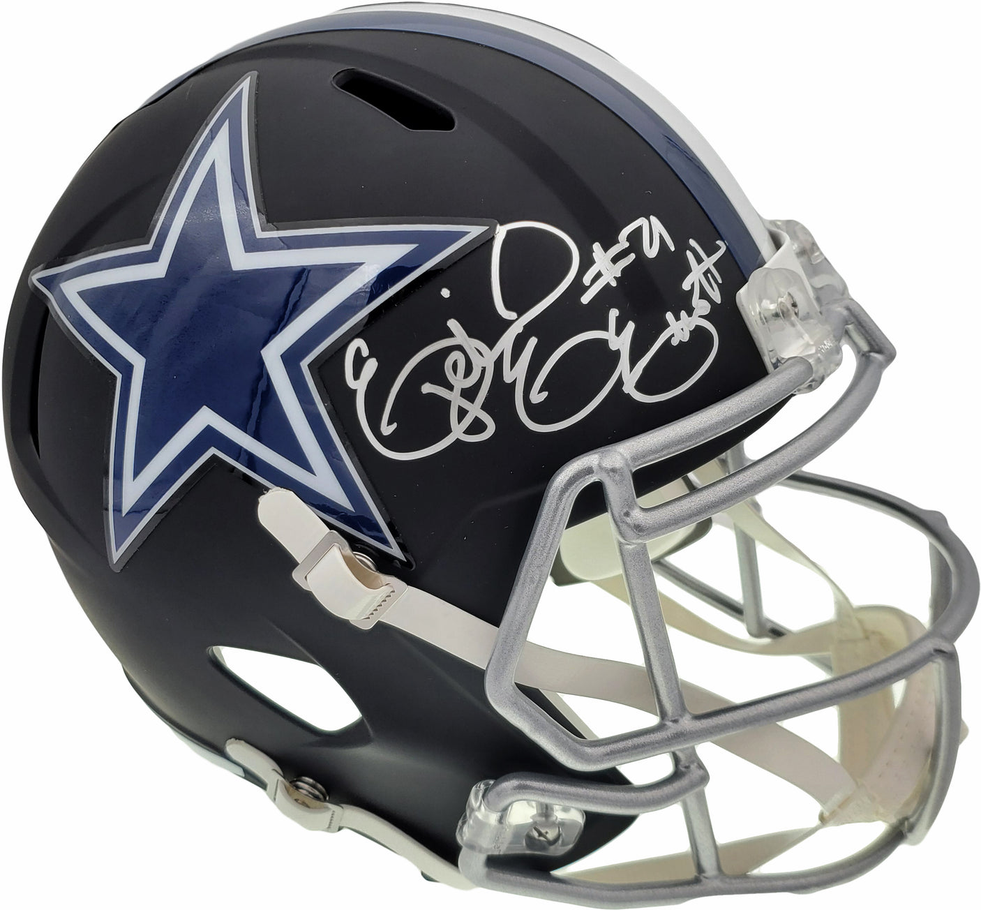 Ezekiel Elliott Autographed Dallas Cowboys Matte Black Full Size Speed Replica Helmet Beckett BAS Stock #146377