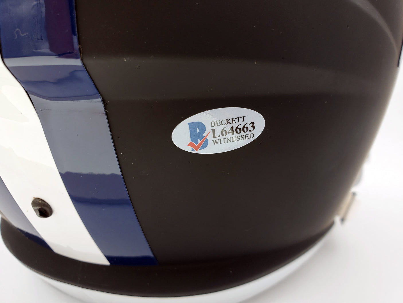 Ezekiel Elliott Autographed Dallas Cowboys Matte Black Full Size Speed Replica Helmet Beckett BAS Stock #146377