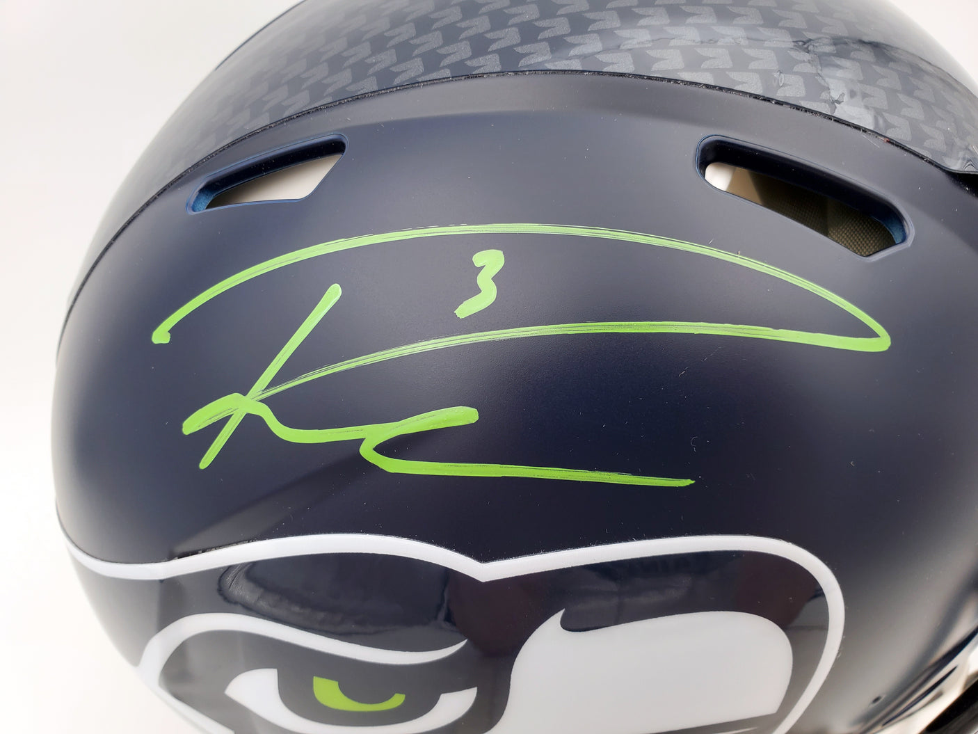 Russell Wilson Autographed Seattle Seahawks Full Size Speed Authentic Helmet In Green RW Holo Stock #145783