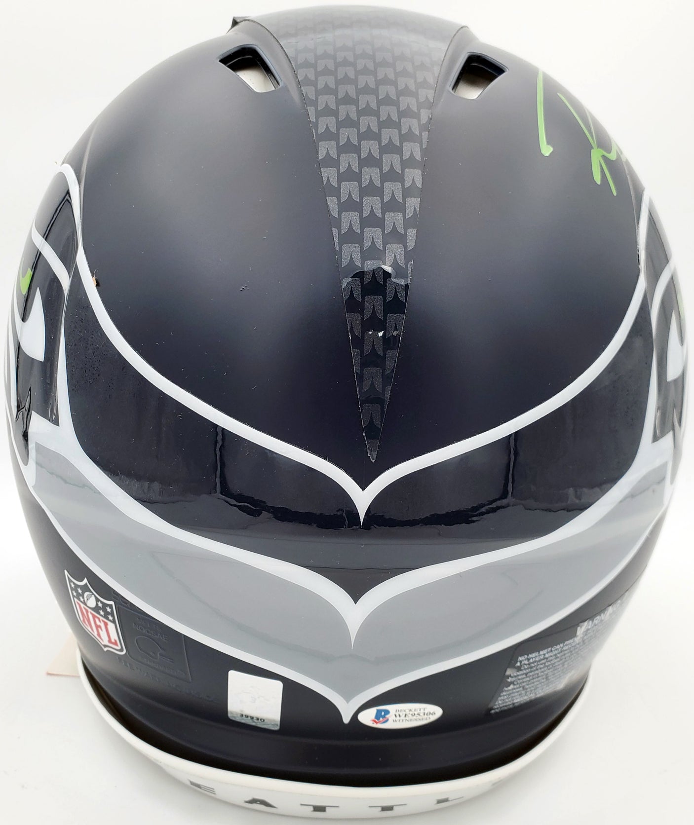 Russell Wilson Autographed Seattle Seahawks Full Size Speed Authentic Helmet In Green RW Holo Stock #145783