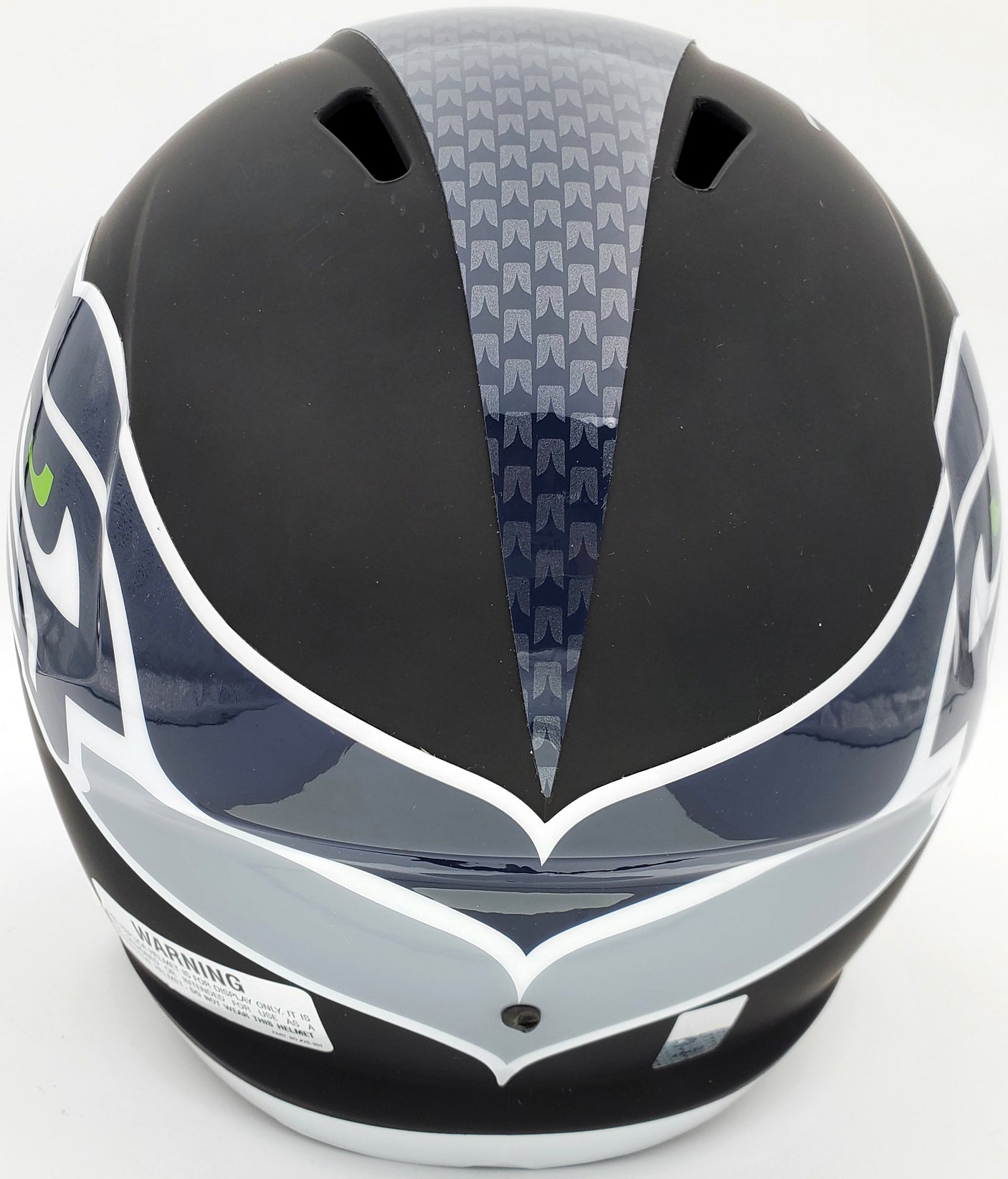 Russell Wilson Autographed Seattle Seahawks Matte Black Speed Full Size Replica Helmet In Silver RW Holo Stock #145782