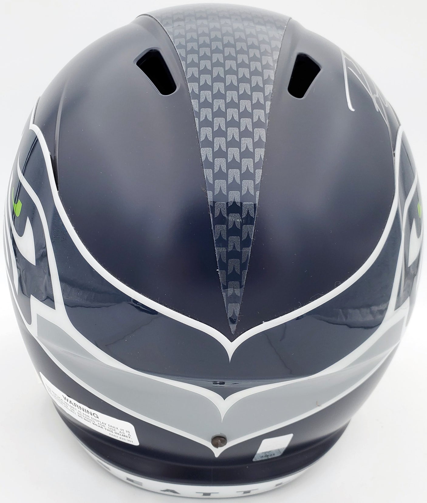Russell Wilson Autographed Seattle Seahawks Speed Full Size Helmet In Silver RW Holo Stock #113611