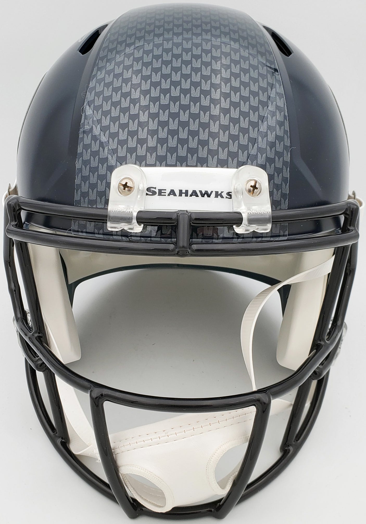 Russell Wilson Autographed Seattle Seahawks Speed Full Size Helmet In Silver RW Holo Stock #113611