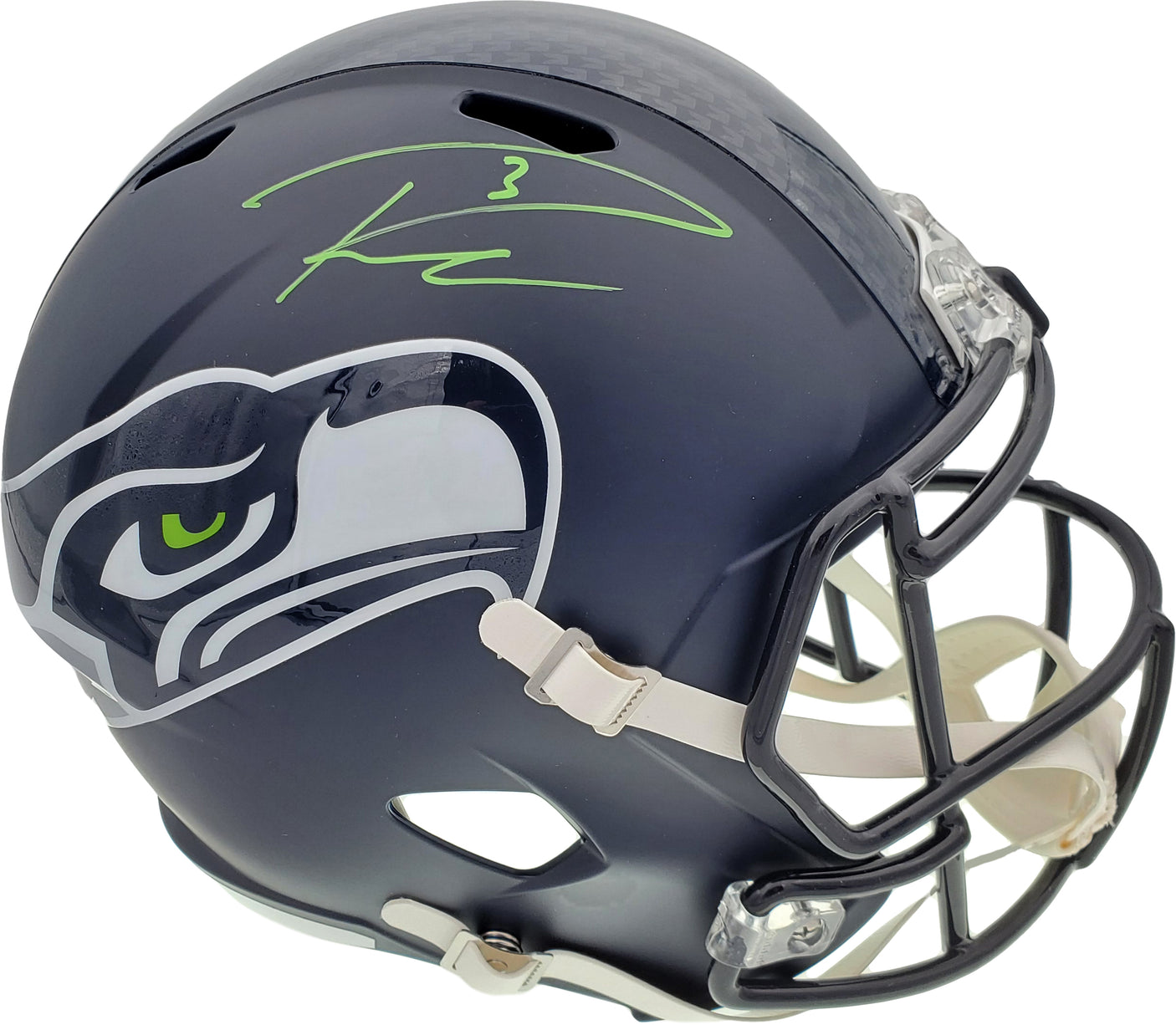 Russell Wilson Autographed Seattle Seahawks Full Size Replica Speed Helmet In Green RW Holo Stock #94105