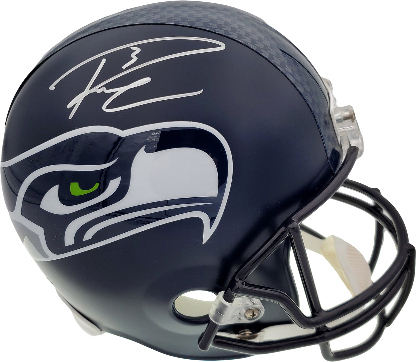 Russell Wilson Autographed Seattle Seahawks Full Size Replica Helmet In Silver RW Holo Stock #74632