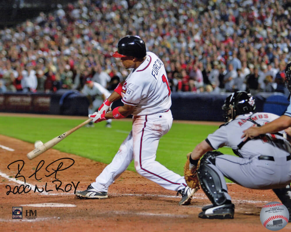 Rafael Furcal Signed Atlanta Braves Swinging Action 8x10 Photo w/2000 NL ROY