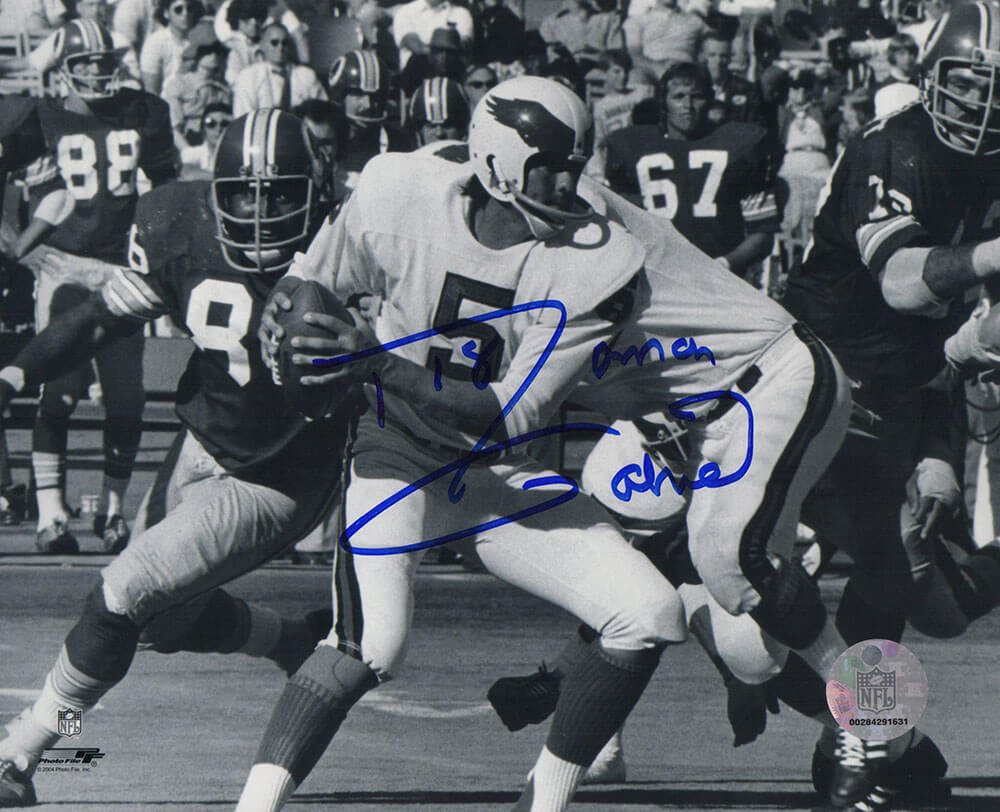 Roman Gabriel Signed Philadelphia Eagles B&W Action 8x10 Photo