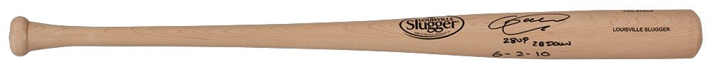 Armando Galarraga Signed Louisville Slugger Pro Stock Blonde Baseball Bat w/28 Up 28 Down 6-2-10