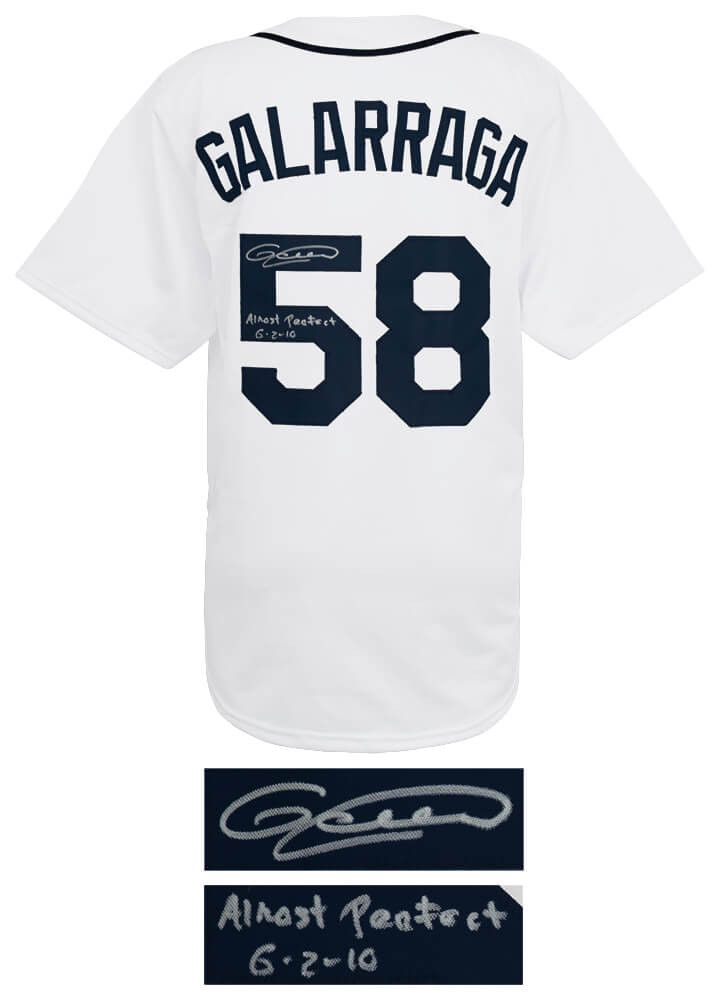 Armando Galarraga Signed White Custom Baseball Jersey w/Almost Perfect 6-2-10