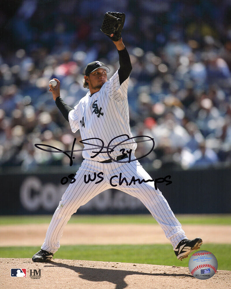 Freddy Garcia Signed Chicago White Sox Pitching Action 8x10 Photo w/05 WS Champs