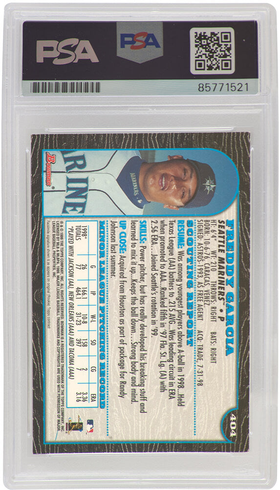 Freddy Garcia Signed Seattle Mariners 1999 Bowman Rookie Baseball Trading Card #404 - (PSA Encapsulated)