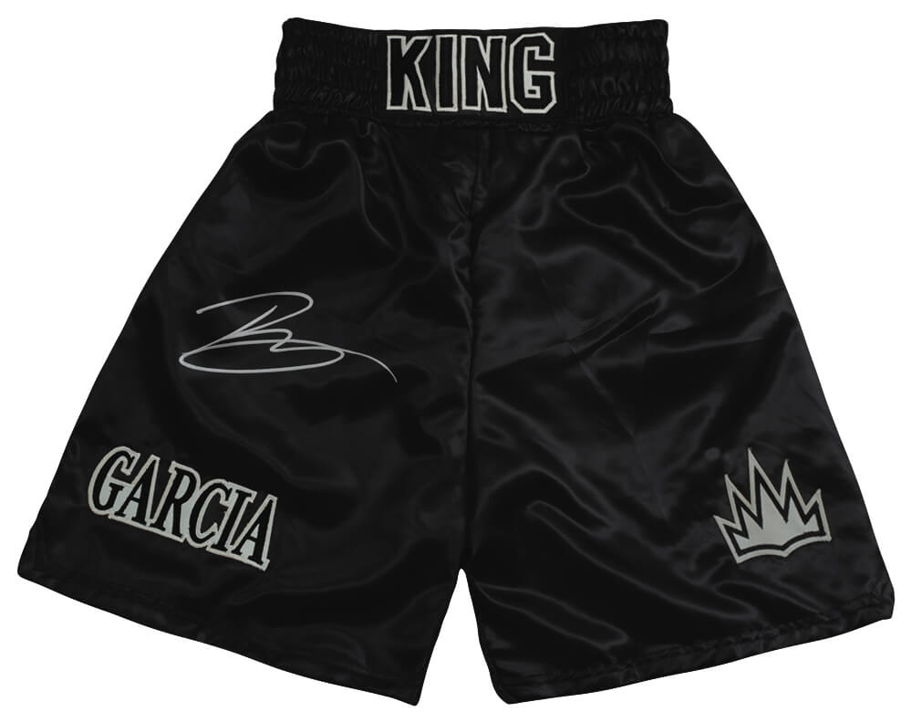 Ryan Garcia Signed King Garcia Black Trim Custom Boxing Trunks - (Beckett)