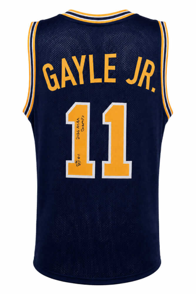 Roddy Gayle Jr. Signed Navy Custom College Basketball Jersey w/2026 NCAA Champs
