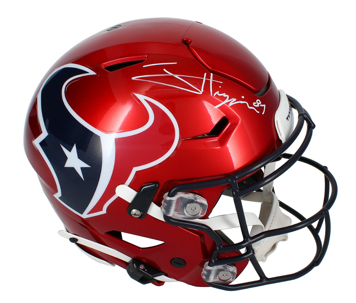 Jayden Higgins Autographed Houston Texans Red 2022 Alternate Speedflex Authentic Helmet Beckett Witnessed